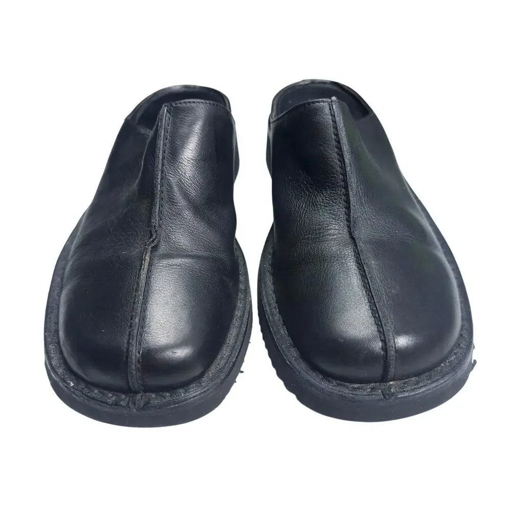 Banana Republic | Men | Classic Black Seamed Slip On Leather Clog Mules | 10 D